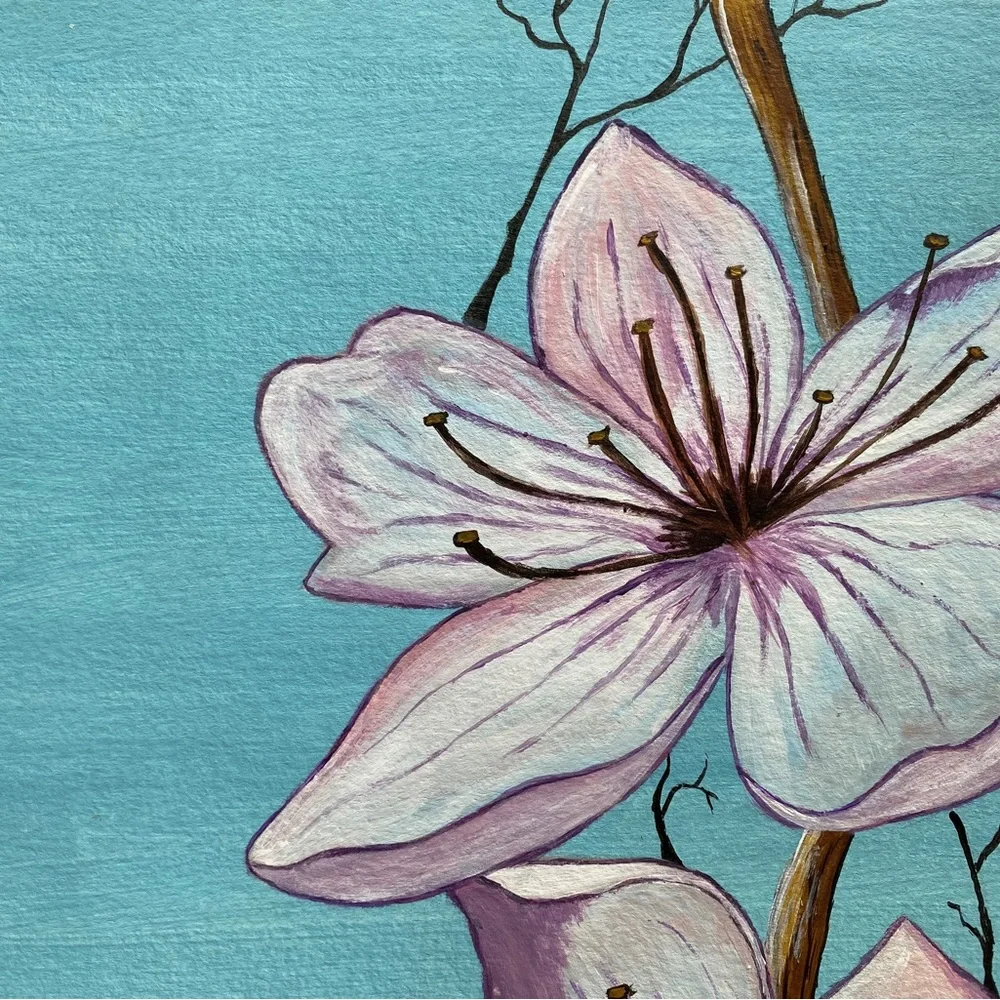 🌙 New Original Acrylic Painting Cherry Flower Blooming Wall Art